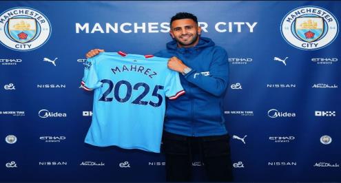 رسميًا.. مانشستر سيتي يعلن تمديد عقد رياض محرز حتى عام 2025
